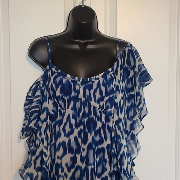 Jessica Simpson Blue Leopard Lemoore Ruffle - Picture 6 of 12